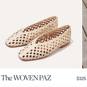 Margaux Woven Paz Flats in Ecru Leather
